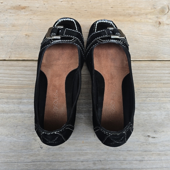 AEROSOLES NEW!! Black Suede, Sqaure Toe, Comfort, Wedge Loafer WMS 6M - Picture 11 of 16